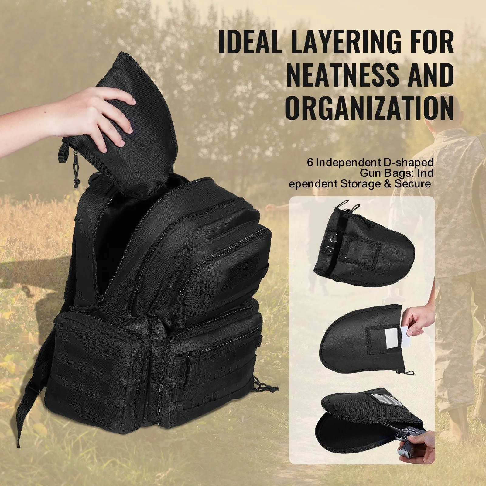 Tactical Range Backpack - 6 Pistol Backpack - Black