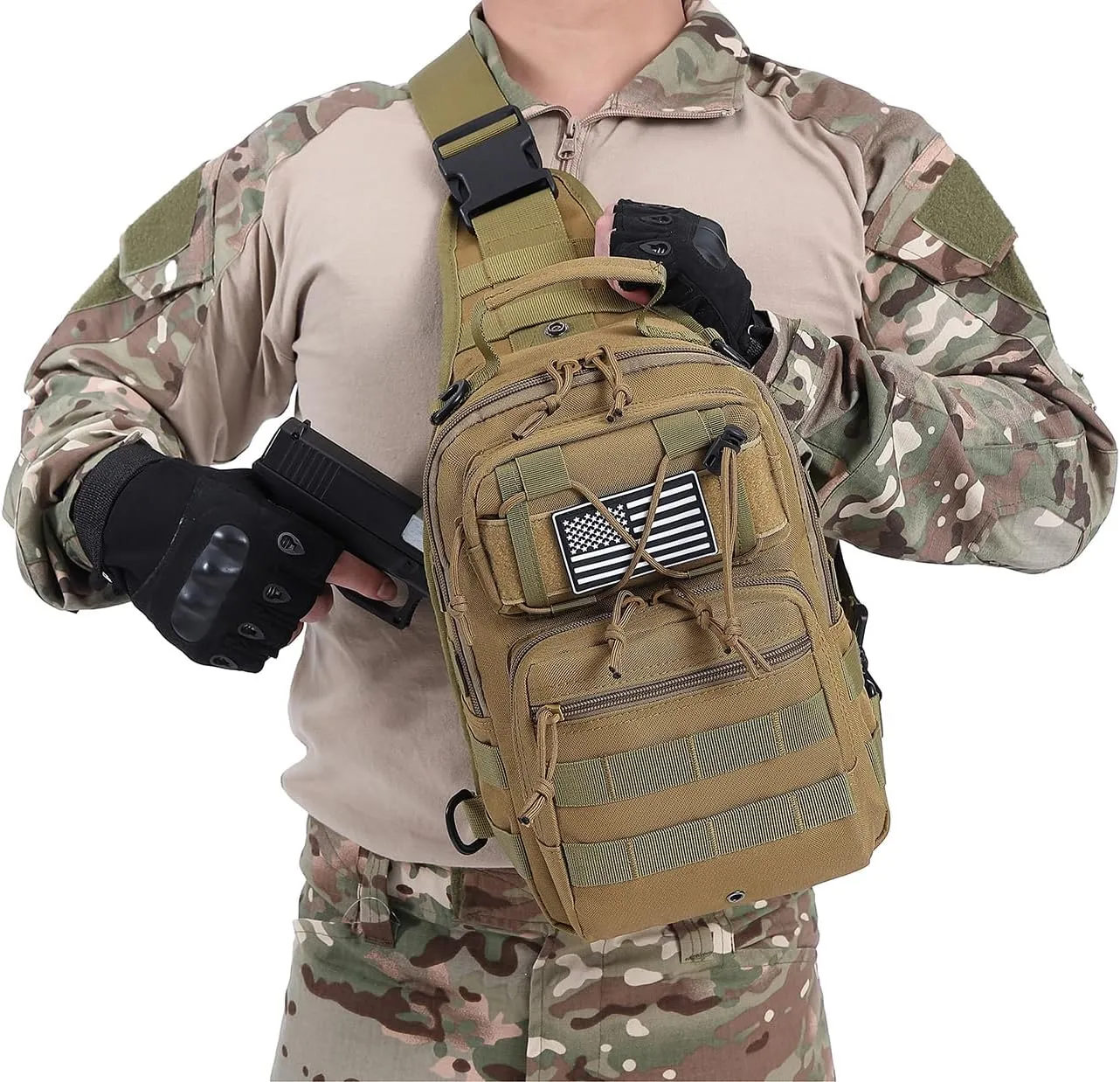 Tactical Sling Backpack Military Crossbody Bag Pack for Mens One Shoulder Holster Sling Bag 10L
