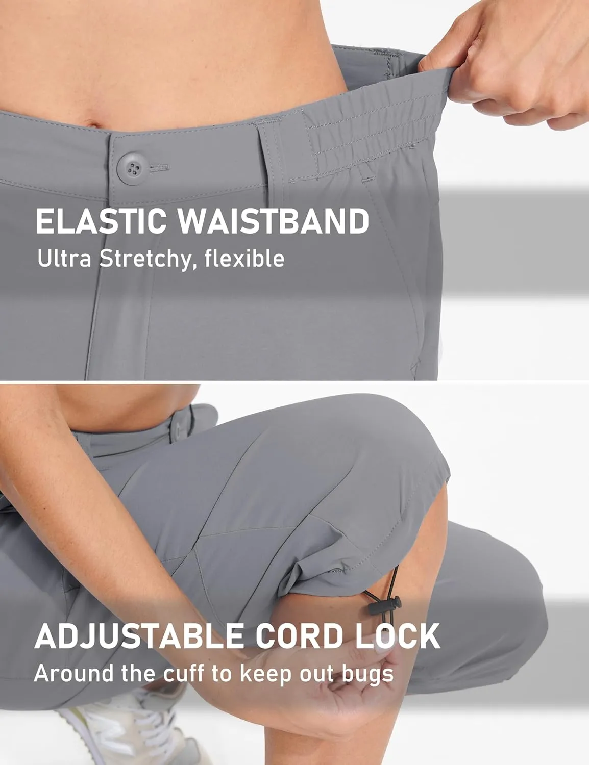 TACVASEN Women's Cargo Capris Hiking Pants Lightweight Quick Dry Travel Long Shorts Golf Casual Summer Zipper Pockets