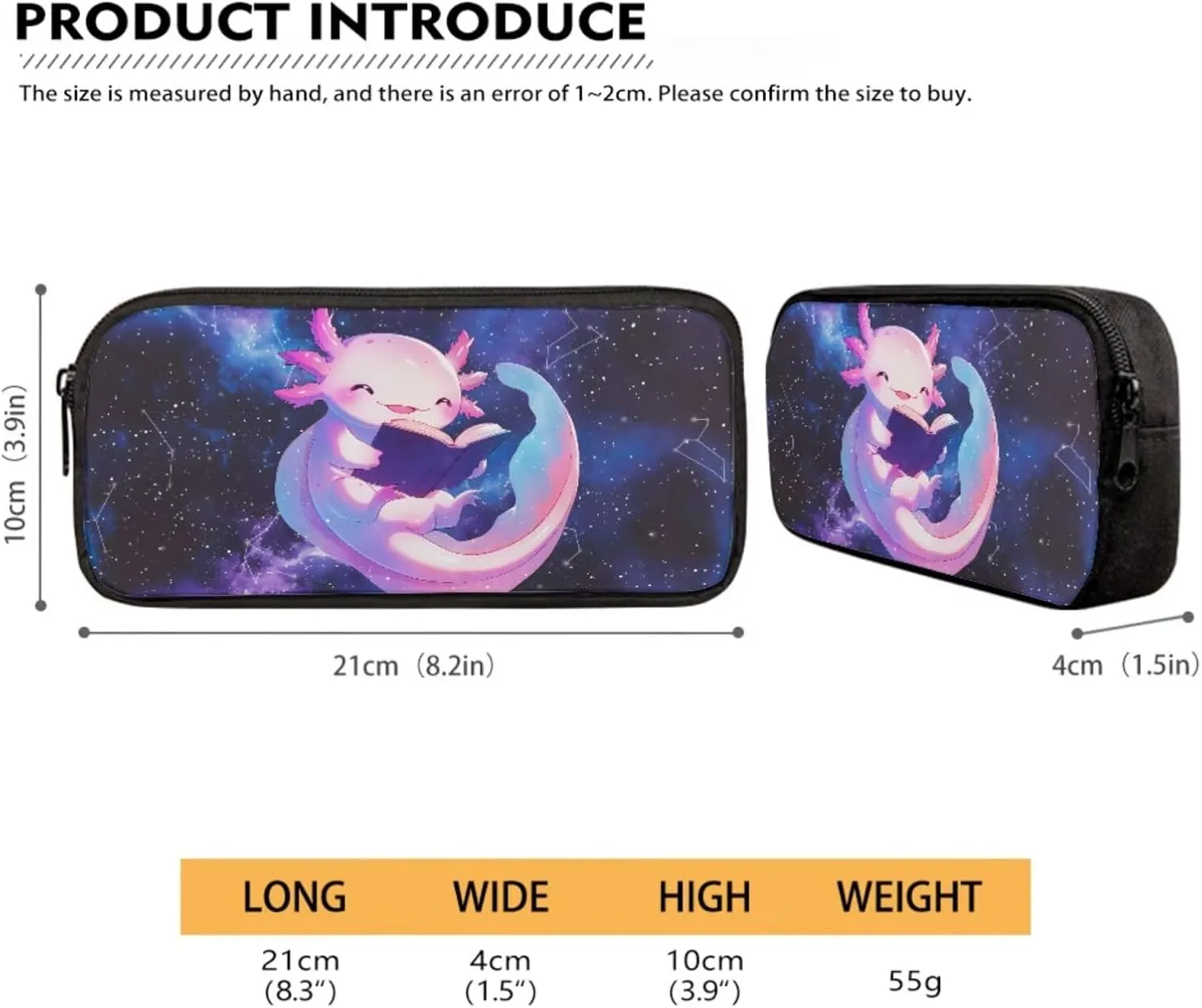 Talayituse Axolotl Galaxy Constellation Print 3 Piece Kid Backpack Set, Multifunction Teens Girls Schoolbag, Portable Bookbag with Lunch Bag & Pencil Case Combo Set