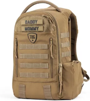 TBG - Mens Tactical Diaper Bag Backpack w/Built-in Changing Mat, Stroller Strap (Coyote Brown 4th Gen)