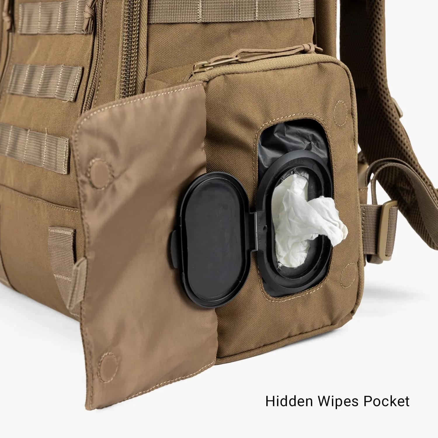 TBG - Mens Tactical Diaper Bag Backpack w/Built-in Changing Mat, Stroller Strap (Coyote Brown 4th Gen)