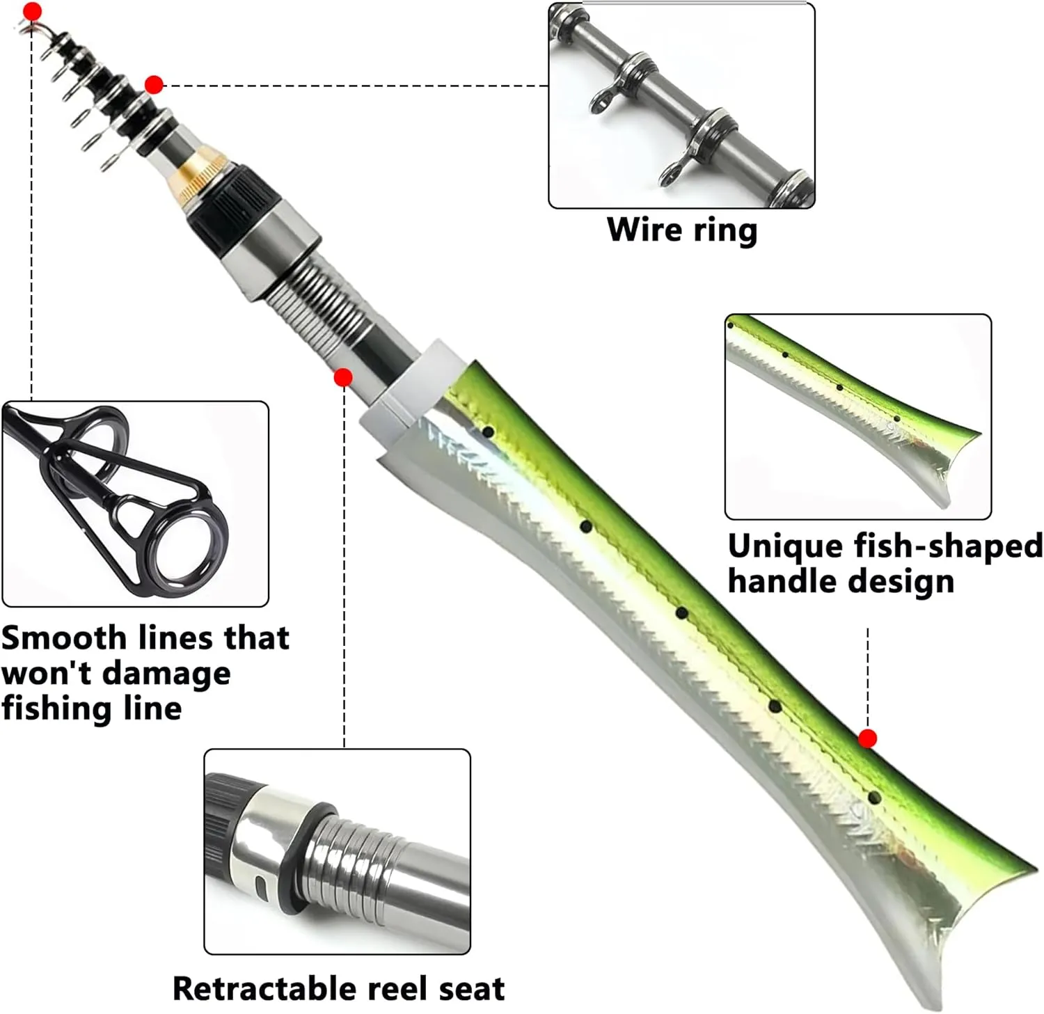 Telescopic Pen Fishing Rod: 63 Inch Carbon Fiber Pocket Fishing Rod, Portable Travel Fish-Shaped Mini Fishing Pole for Ice Fly Fishing Sea Saltwater Freshwater