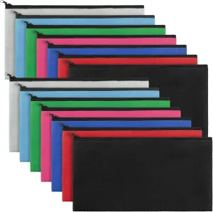 Teling 14 Pack Money Bank Bags with Zipper Security Bank Deposit Money Pouch Multicolor Cash Register Bags with Zipper Oxford Utility Pouch for Cash Coin Men Women,11 x 5.5 Inch(Bright Color)