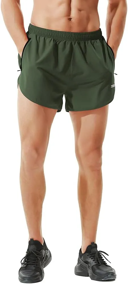 TENJOY Men's Running Shorts Gym Athletic Workout Shorts for Men 3 inch Sports Shorts with Zipper Pocket