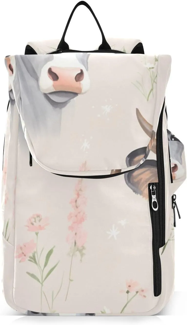 Tennis Bag Tennis Backpack for Women Men, Tennis Bag Holds 2 Rackets, Pickleball Paddles Balls, Badminton Squash, Cute Cow (17)