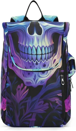 Tennis Bag Tennis Backpack for Women Men, Tennis Bag Holds 2 Rackets, Pickleball Paddles Balls, Badminton Squash, Cute Skull (36)