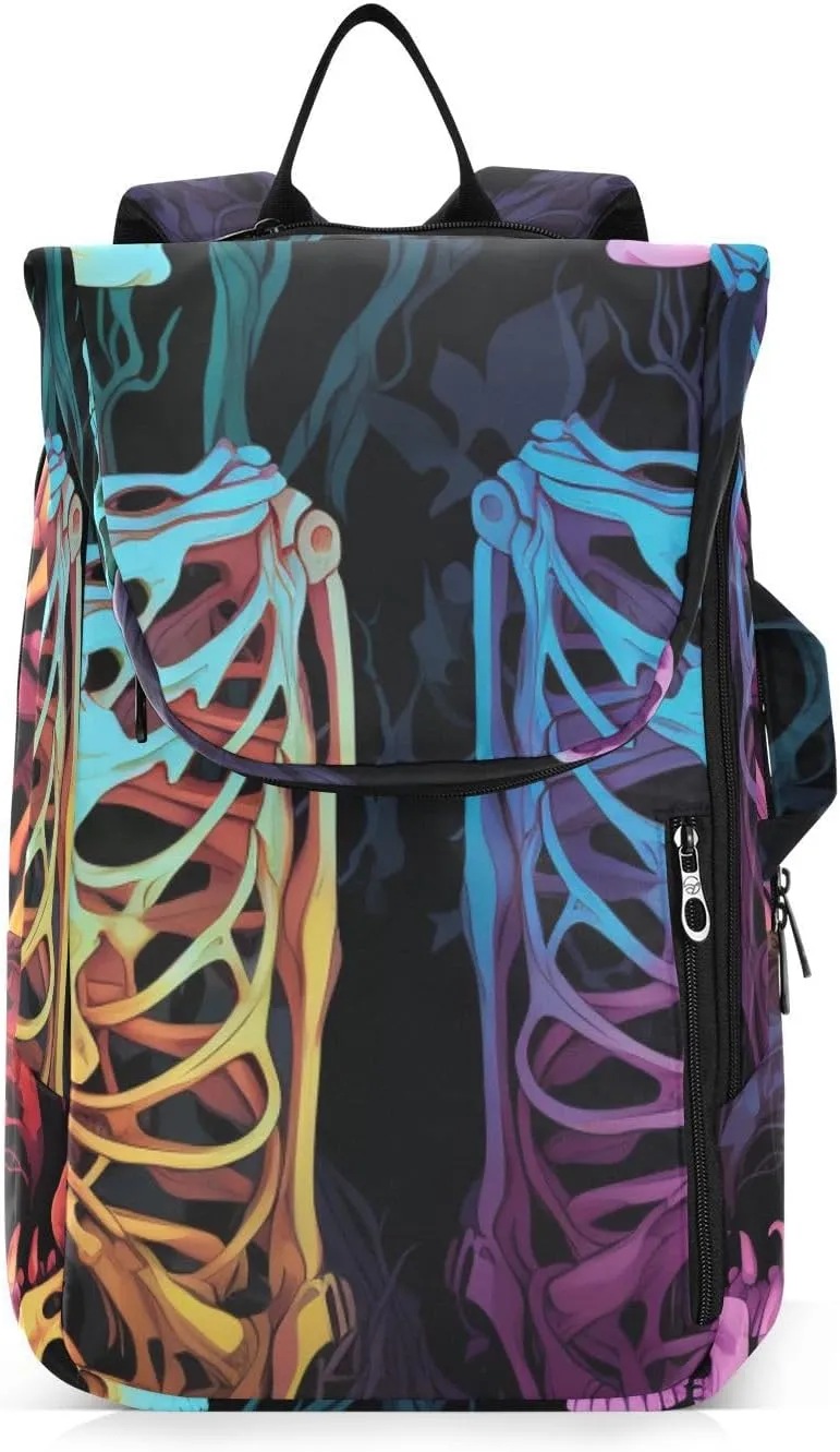 Tennis Bag Tennis Backpack for Women Men, Tennis Bag Holds 2 Rackets, Pickleball Paddles Balls, Badminton Squash, Cute Skull (56)