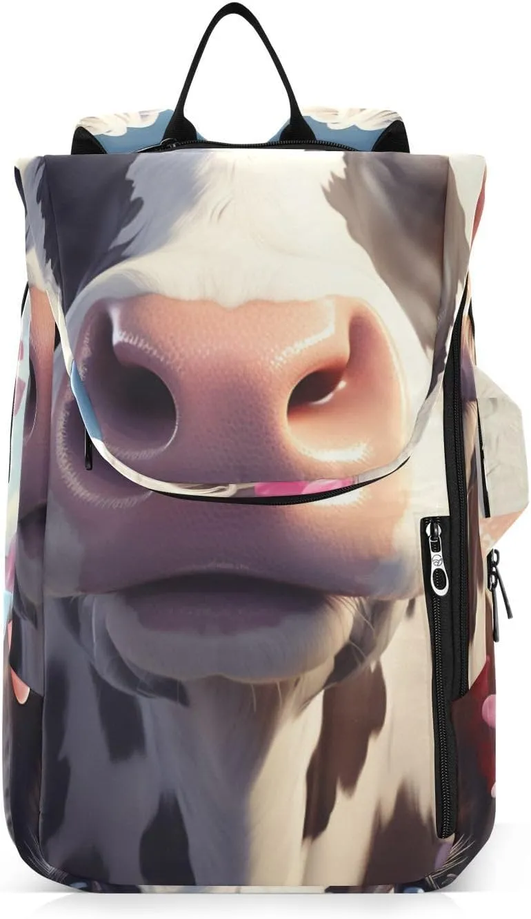 Tennis Bag Tennis Backpack for Women Men, Tennis Bag Holds 2 Rackets, Pickleball Paddles Balls, Badminton Squash, Flowers Cow (12)
