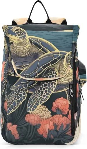 Tennis Bag Tennis Backpack for Women Men, Tennis Bag Holds 2 Rackets, Pickleball Paddles Balls, Badminton Squash, Illustration Turtle (18) (1)