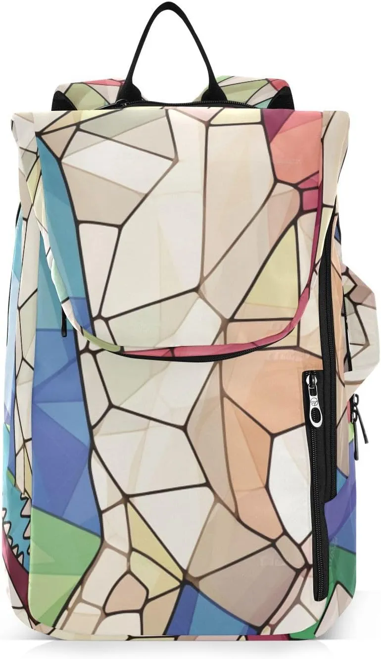 Tennis Bag Tennis Backpack for Women Men, Tennis Bag Holds 2 Rackets, Pickleball Paddles Balls, Badminton Squash, Stained Glass Dinosaur (23)