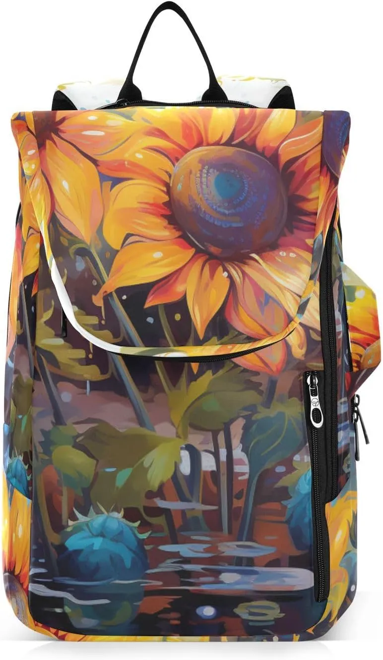 Tennis Bag Tennis Backpack for Women Men, Tennis Bag Holds 2 Rackets, Pickleball Paddles Balls, Badminton Squash, Sunflower (3)