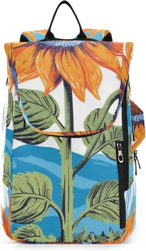 Tennis Bag Tennis Backpack for Women Men, Tennis Bag Holds 2 Rackets, Pickleball Paddles Balls, Badminton Squash, Sunflower (70)