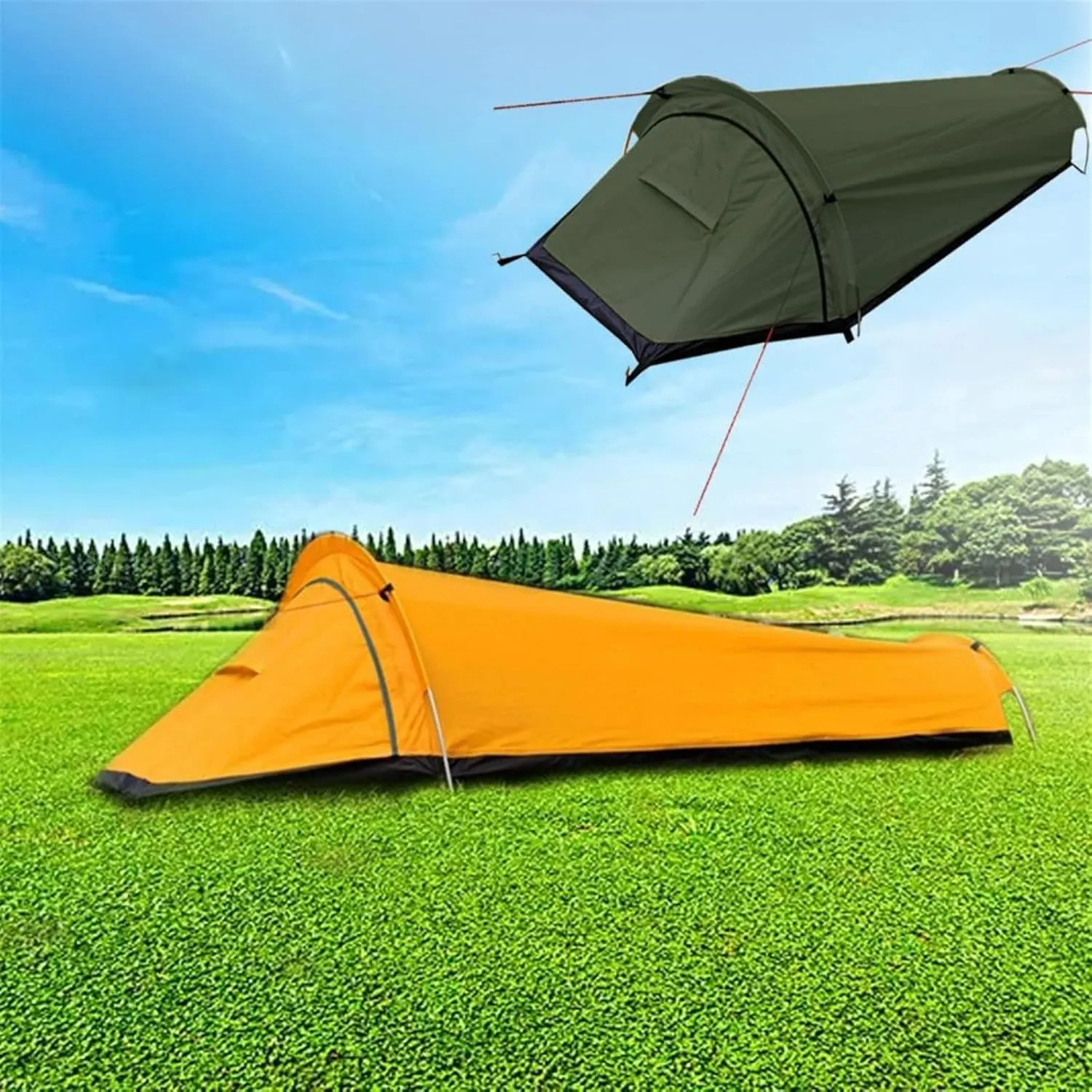 Tent 1 Set Practical Polyester Rainproof Sturdy Frame Backpacking Tent for Hunting Backpacking Tent Camping Sleeping Bag