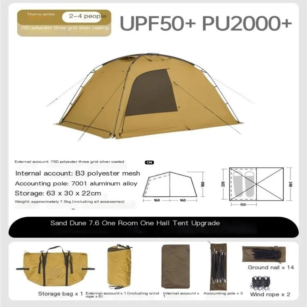 Tent One-Bedroom and One-Living Tent Outdoor Camping Rainproof, Coldproof and Windproof Tent Camping Equipment Outdoor Tent