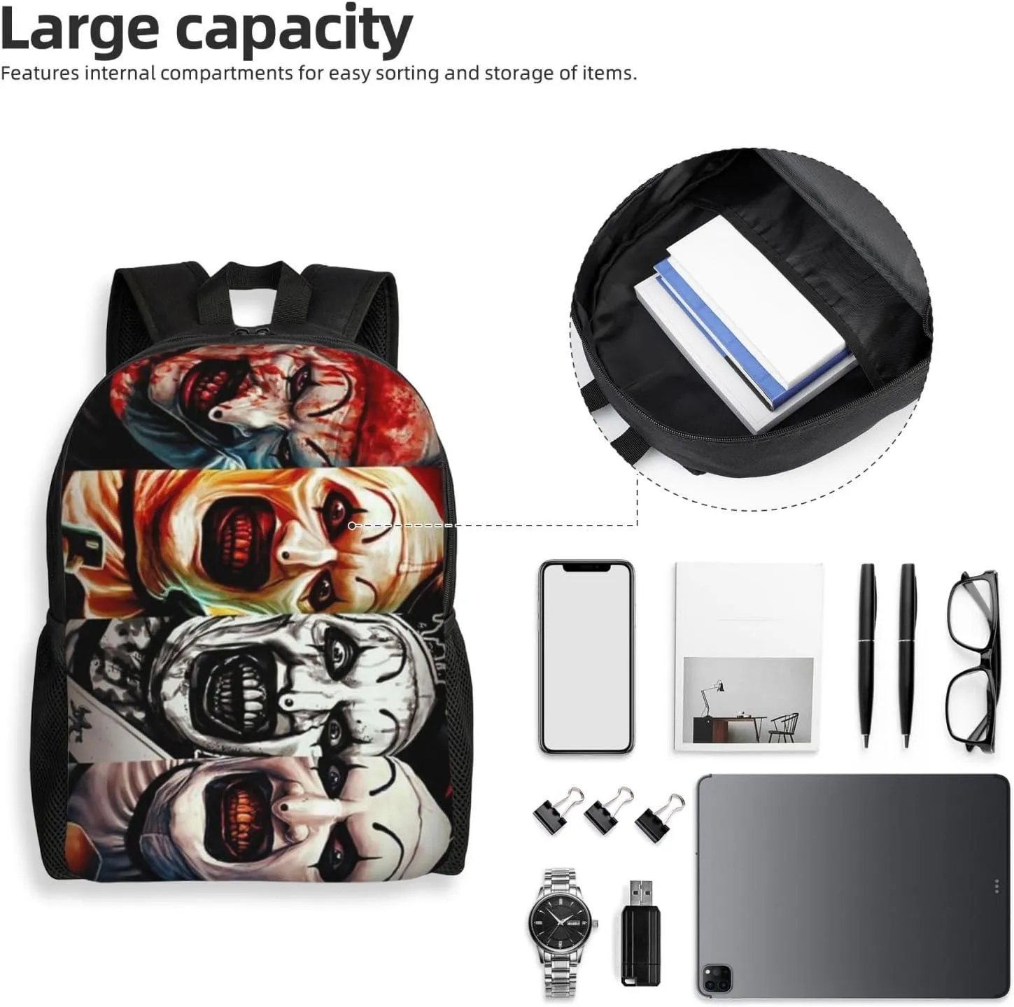 Terrifier Backpack, Leisure Travel Sports Backpack, Lightweight And Large Capacity