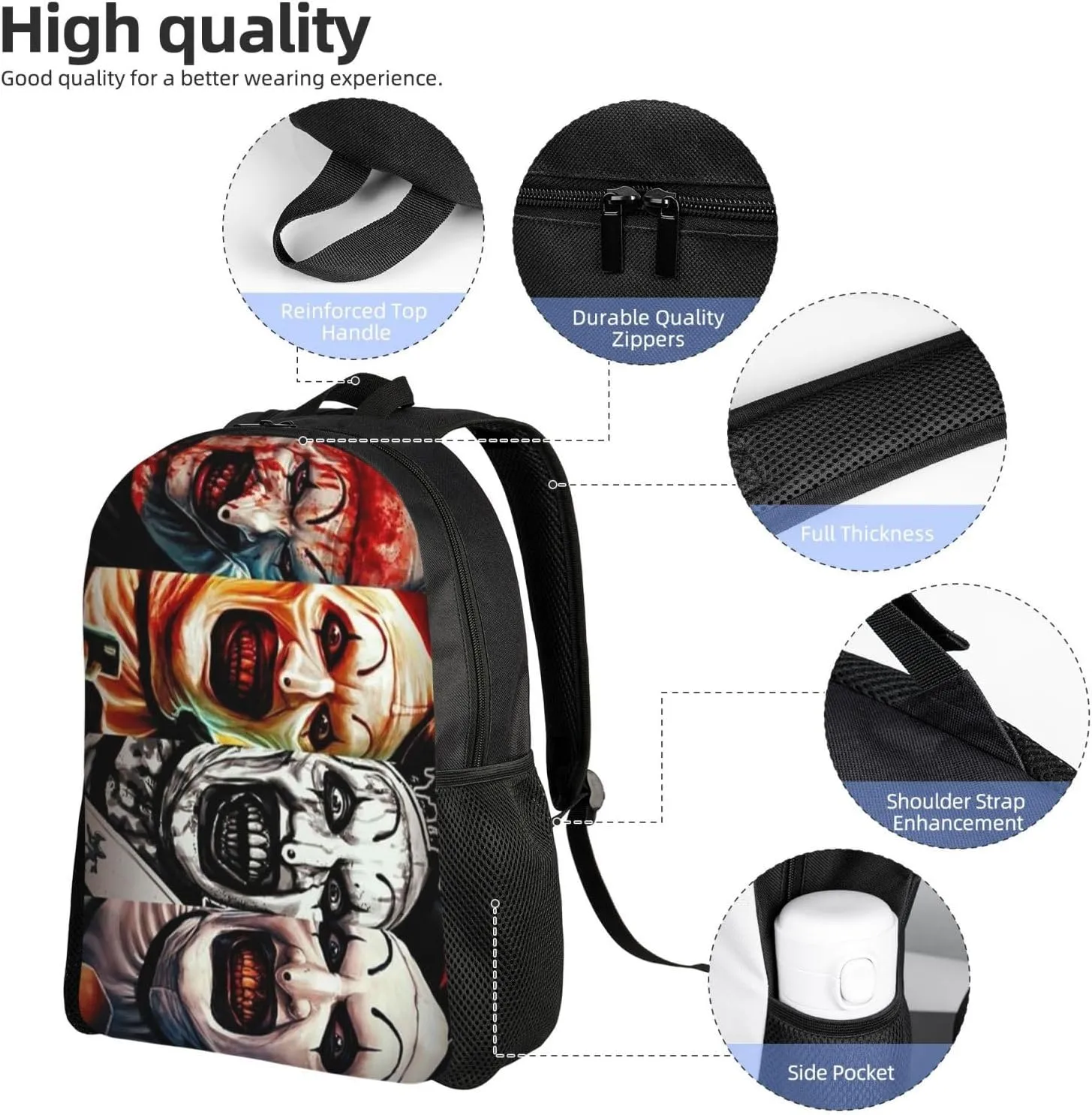 Terrifier Backpack, Leisure Travel Sports Backpack, Lightweight And Large Capacity