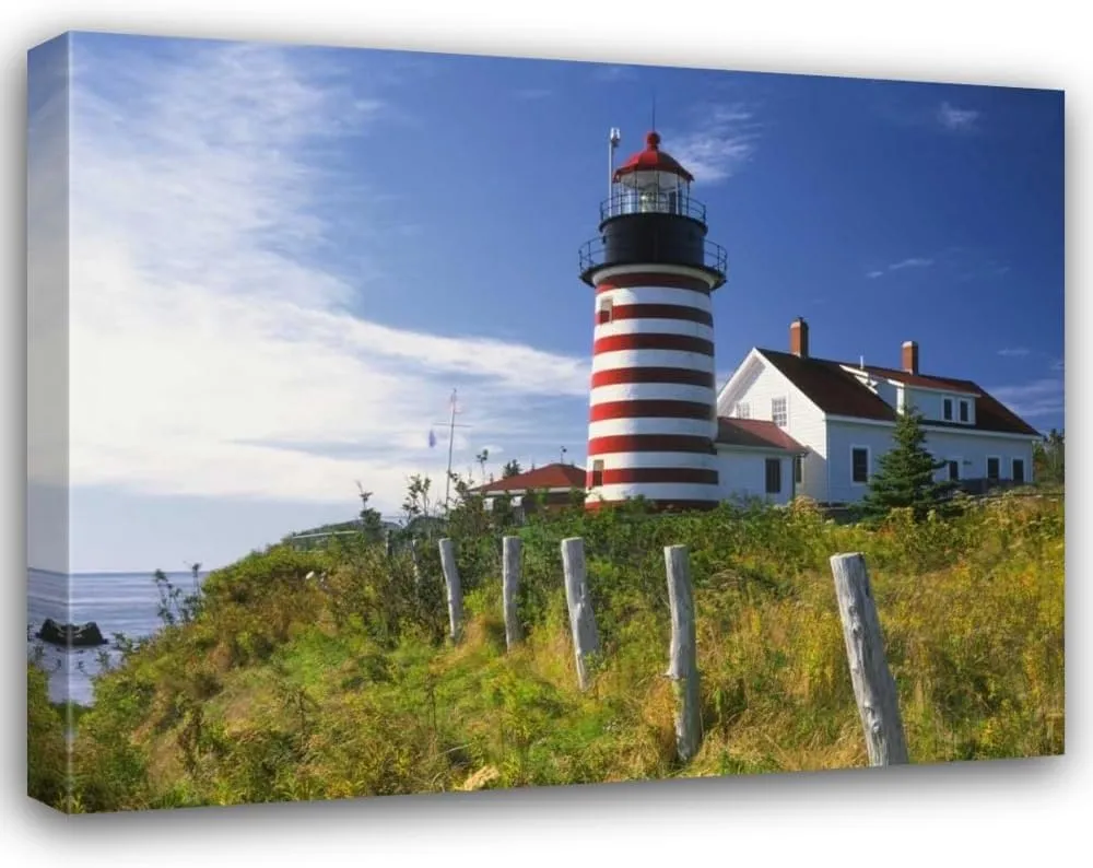 Terrill, Steve 24x19 Gallery Wrapped Stretched Canvas Art Titled: ME, Lubec West Quoddy Head Lighthouse