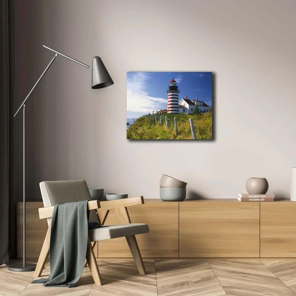 Terrill, Steve 24x19 Gallery Wrapped Stretched Canvas Art Titled: ME, Lubec West Quoddy Head Lighthouse