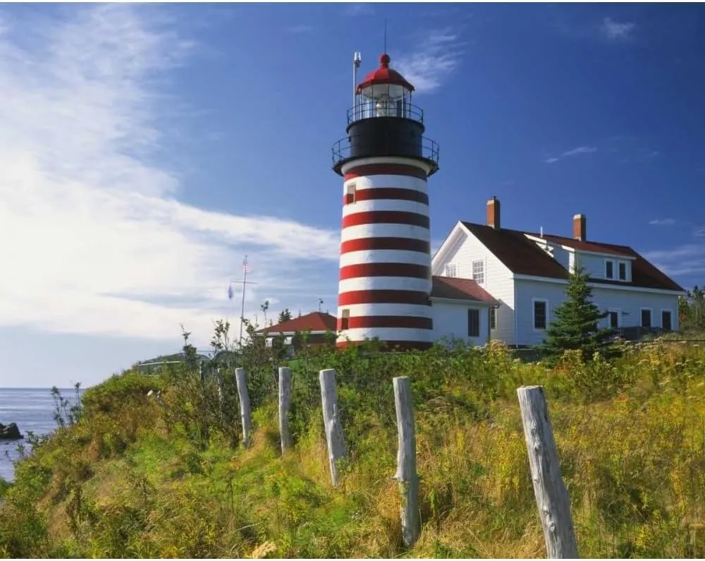 Terrill, Steve 24x19 Gallery Wrapped Stretched Canvas Art Titled: ME, Lubec West Quoddy Head Lighthouse