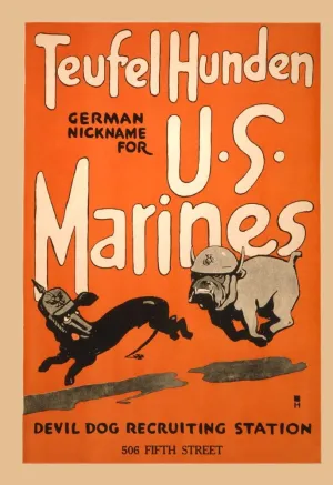 Teufel Hunden German Nickname for U S Marines 16" x 24" Gallery Wrapped Canvas Wall Art