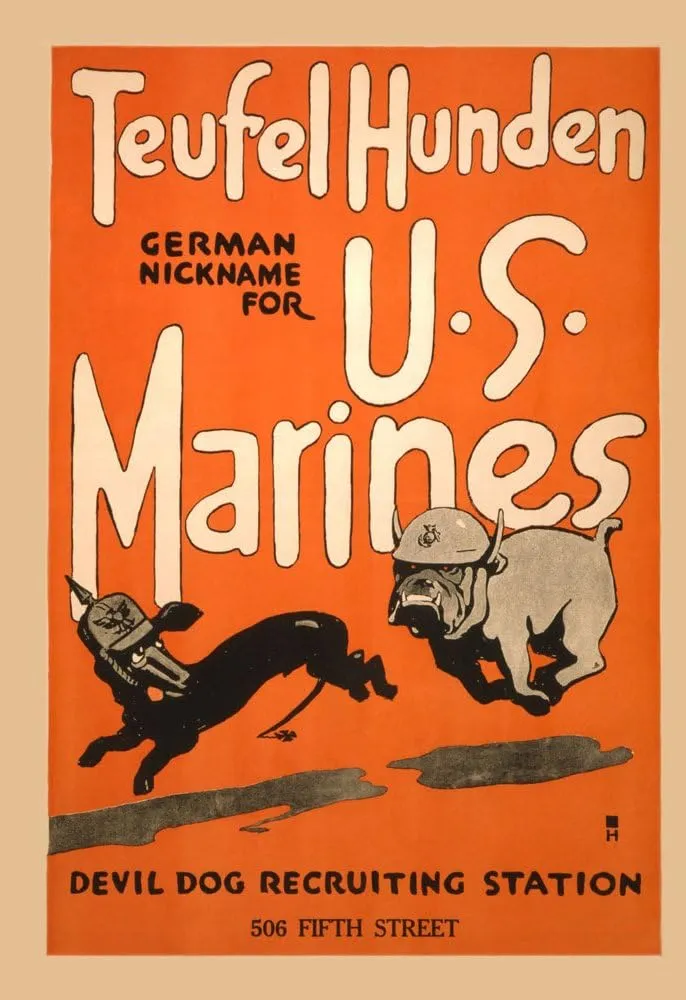 Teufel Hunden German Nickname for U S Marines 16" x 24" Gallery Wrapped Canvas Wall Art