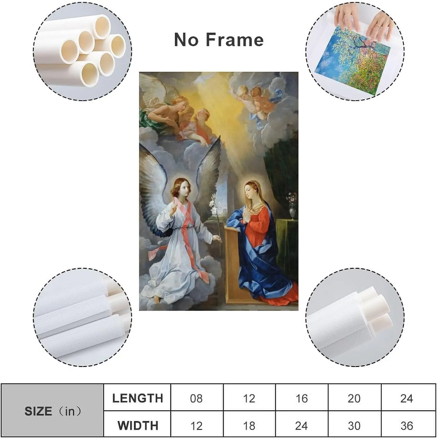 The Annunciation By Guido Reni Poster Canvas Picture Printing Art Poster Canvas Wall Art Prints Poster Gifts Photo Picture Painting Posters Room Decor Home Decorative 16x24inch(40x60cm)