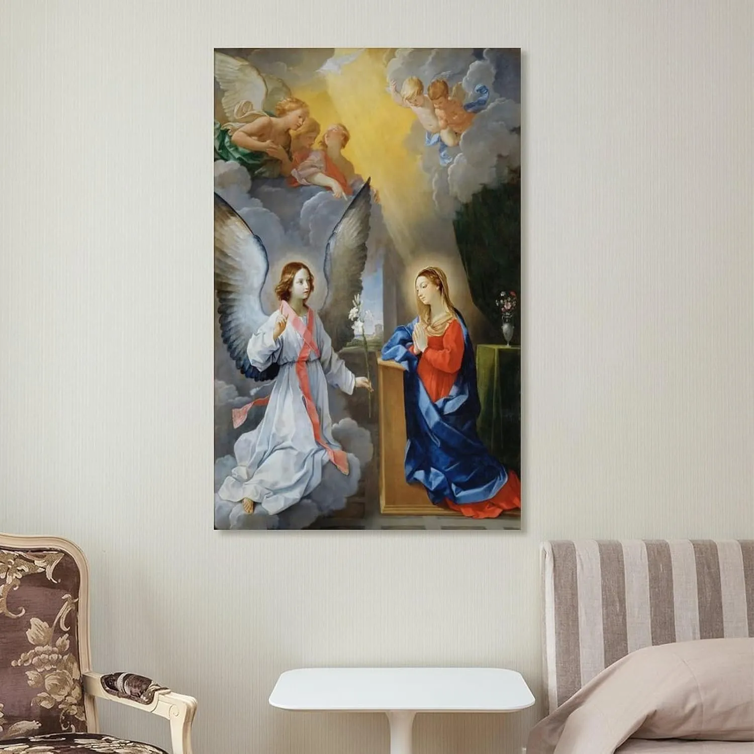 The Annunciation By Guido Reni Poster Canvas Picture Printing Art Poster Canvas Wall Art Prints Poster Gifts Photo Picture Painting Posters Room Decor Home Decorative 16x24inch(40x60cm)