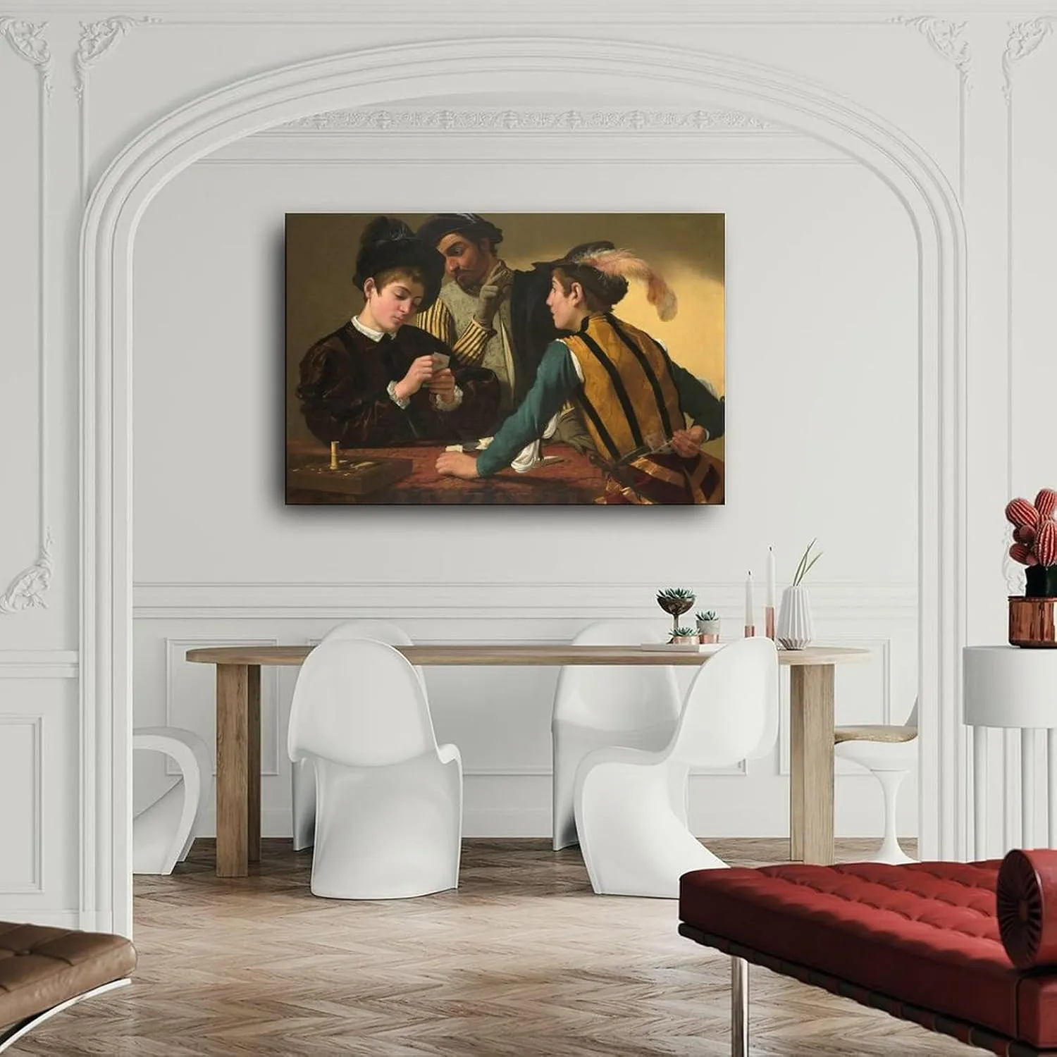The Cardsharps Oil Poster by Caravaggio Canvas for Bedroom Living Room Decor 18x12inch(45x30cm) Unframe-style