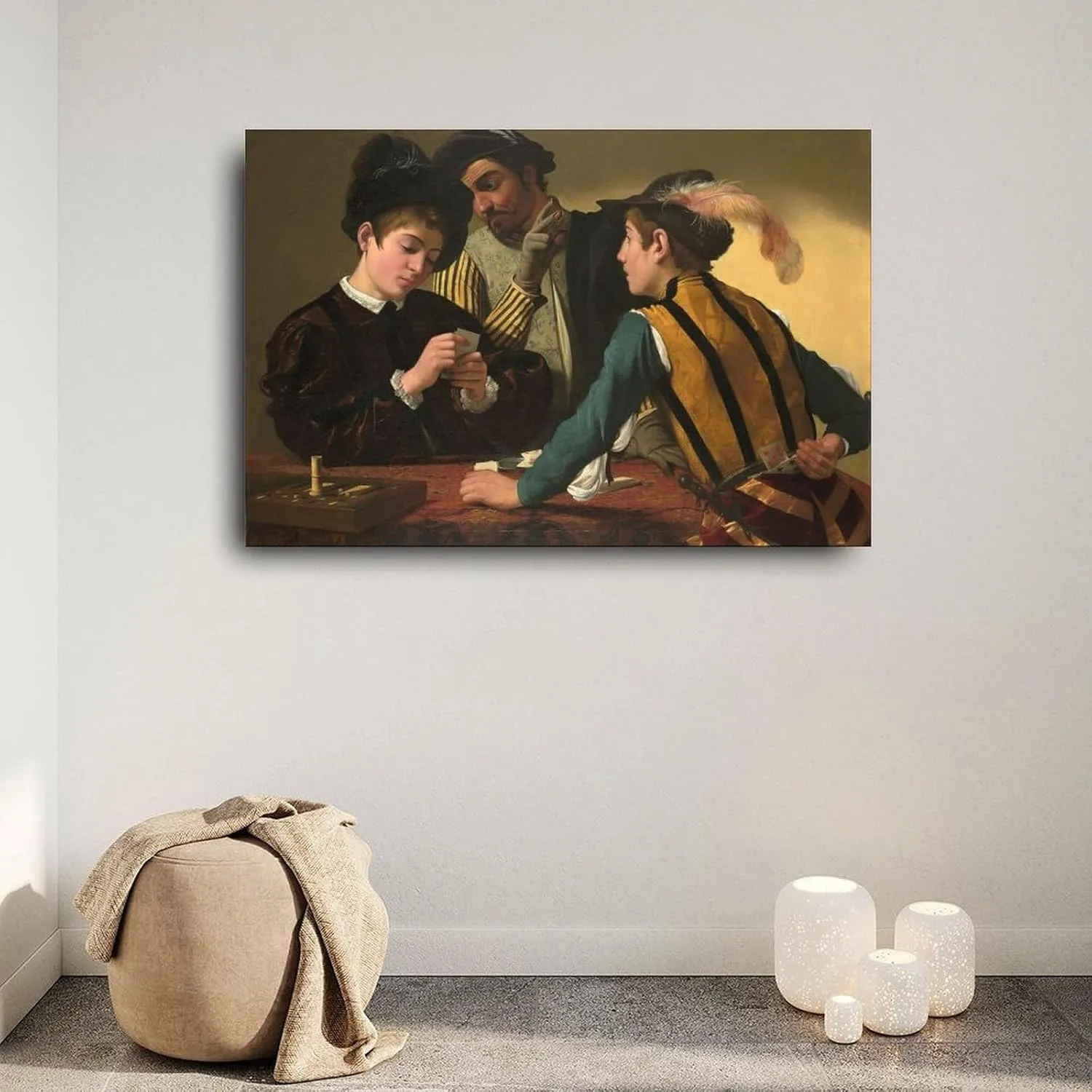 The Cardsharps Oil Poster by Caravaggio Canvas for Bedroom Living Room Decor 18x12inch(45x30cm) Unframe-style