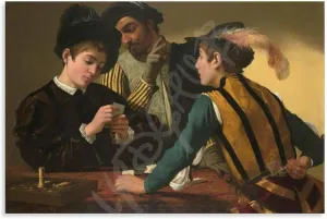 The Cardsharps Oil Poster by Caravaggio Canvas for Bedroom Living Room Decor 18x12inch(45x30cm) Unframe-style