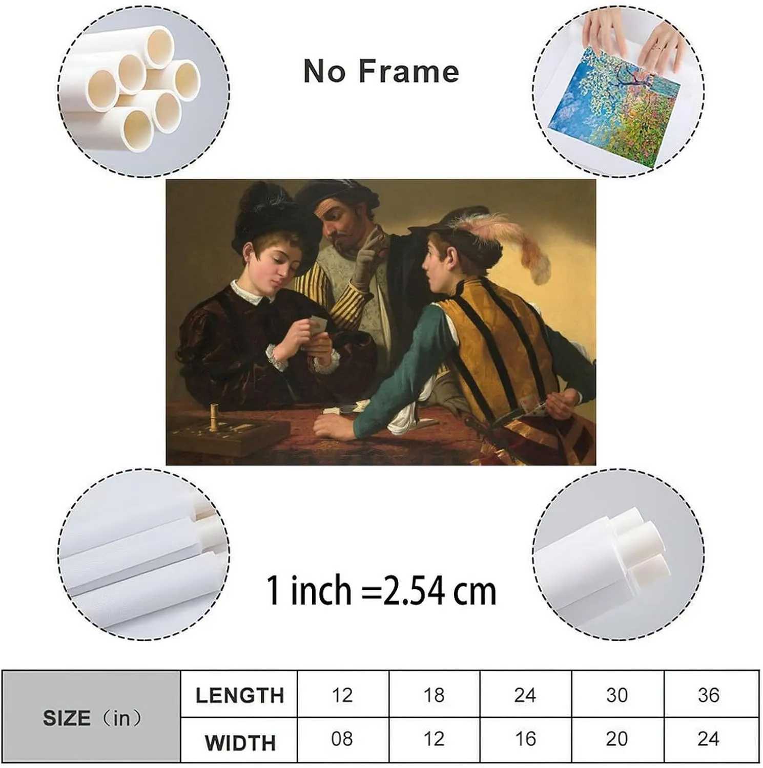The Cardsharps Oil Poster by Caravaggio Canvas for Bedroom Living Room Decor 18x12inch(45x30cm) Unframe-style