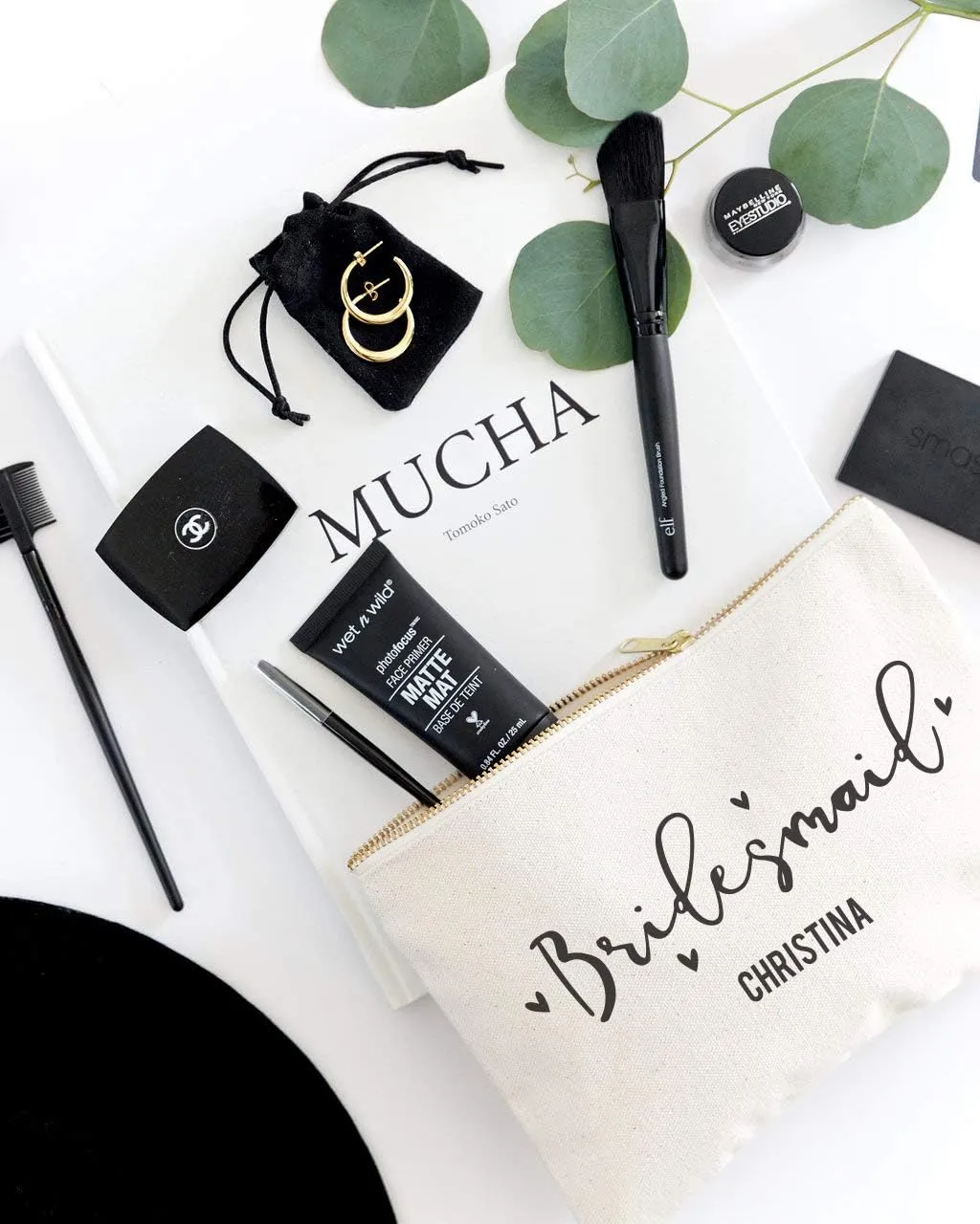The Cotton & Canvas Co. Bridesmaid Personalized Wedding Cosmetic Bag, Bridal Party Gift and Travel Make Up Pouch