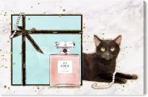 The Oliver Gal Artist Co. Animals Wall Art Canvas Prints 'Cat Glam Blue Box' Cats and Kitties