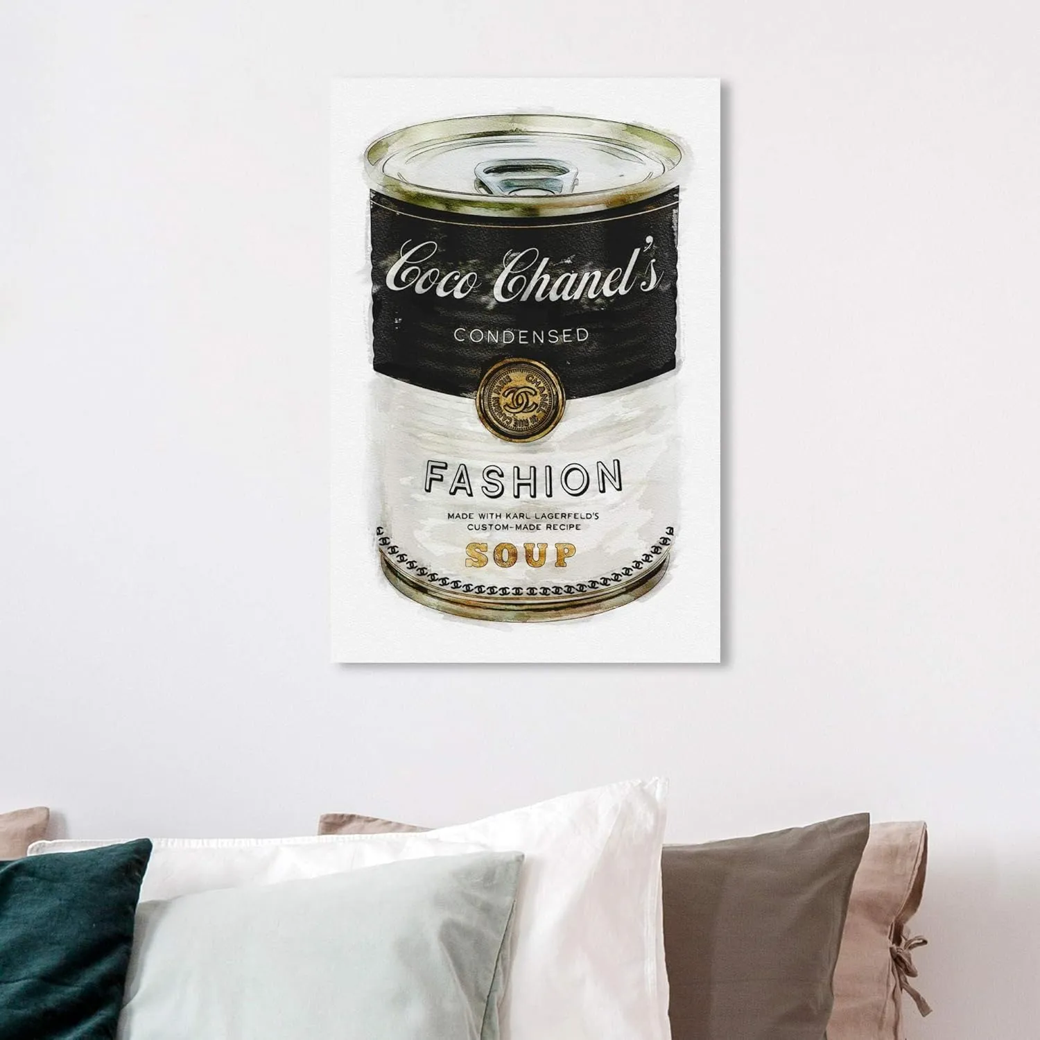 The Oliver Gal Artist Co. Fashion and Glam Contemporary Canvas Art - Fashion Soup, Wall Art for Living Room, Bedroom, and Bathroom, 16 in x 24, Black and Gold Home Decor
