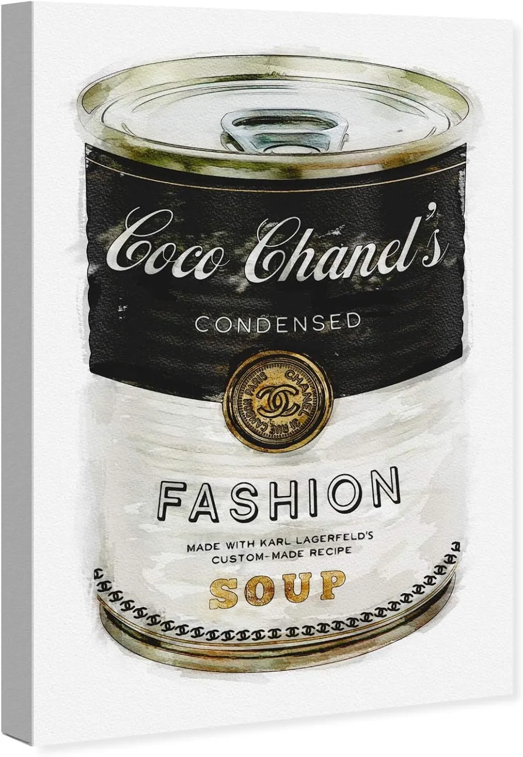The Oliver Gal Artist Co. Fashion and Glam Contemporary Canvas Art - Fashion Soup, Wall Art for Living Room, Bedroom, and Bathroom, 16 in x 24, Black and Gold Home Decor