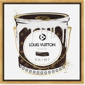 The Oliver Gal Artist Co. Fashion and Glam Wall Art Canvas Prints 'Custom Luxurious Paint Can' Home Décor, 24 in x 24 in, Brown, Gold