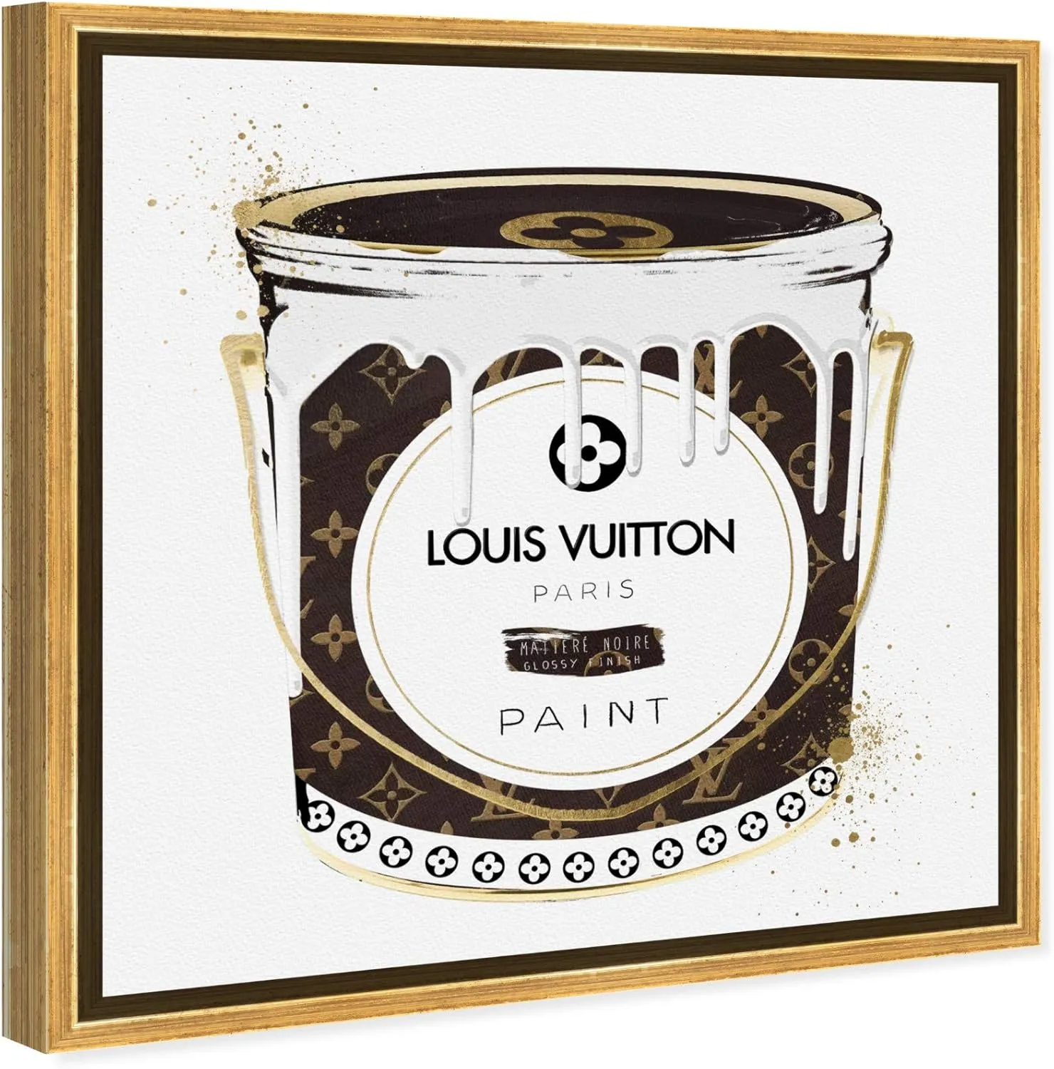 The Oliver Gal Artist Co. Fashion and Glam Wall Art Canvas Prints 'Custom Luxurious Paint Can' Home Décor, 24 in x 24 in, Brown, Gold