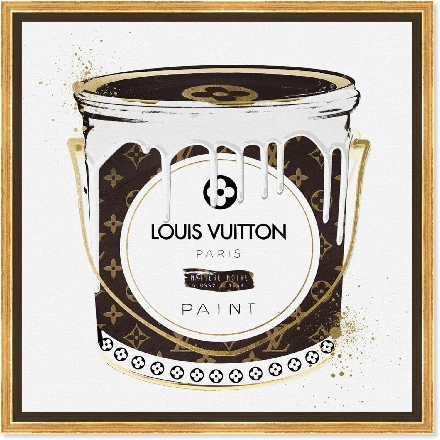 The Oliver Gal Artist Co. Fashion and Glam Wall Art Canvas Prints 'Custom Luxurious Paint Can' Home Décor, 24 in x 24 in, Brown, Gold
