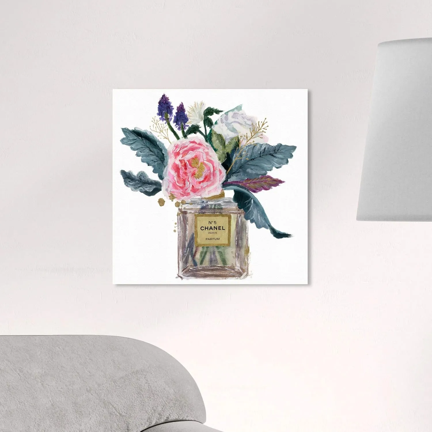 The Oliver Gal Artist Co. Fashion and Glam Wall Art Canvas Prints 'Eau de Peony' Home Décor, 16 in x 16 in, Green, Brown