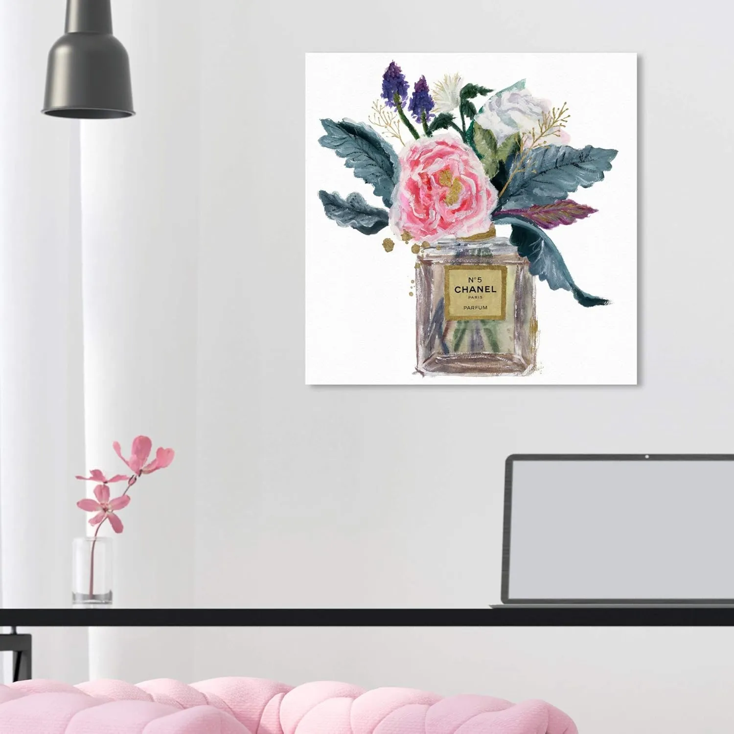 The Oliver Gal Artist Co. Fashion and Glam Wall Art Canvas Prints 'Eau de Peony' Home Décor, 16 in x 16 in, Green, Brown
