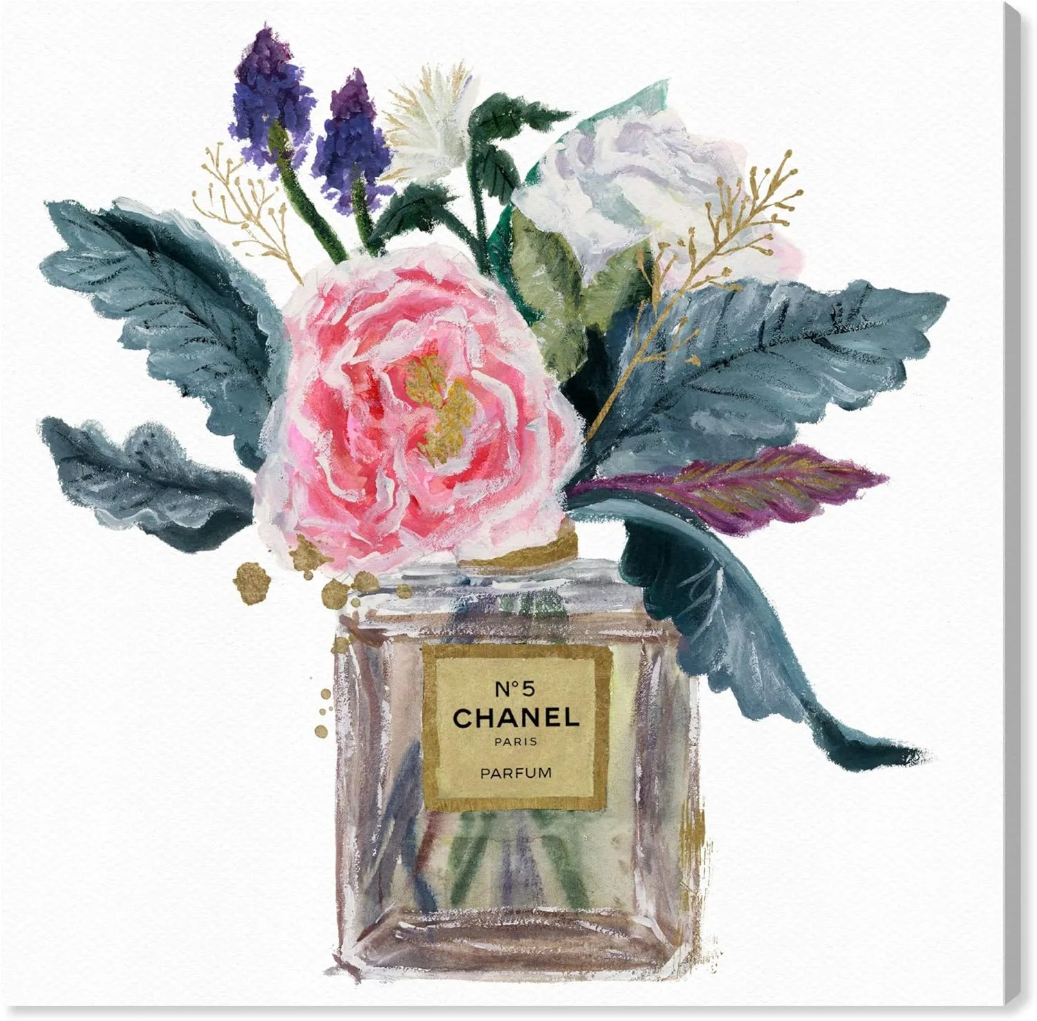 The Oliver Gal Artist Co. Fashion and Glam Wall Art Canvas Prints 'Eau de Peony' Home Décor, 16 in x 16 in, Green, Brown