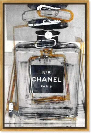 The Oliver Gal Artist Co. Fashion Framed Wall Art Canvas Prints 'Infinite Glam Gold' Perfumes Home Décor, 20" x 30", Gray, Black