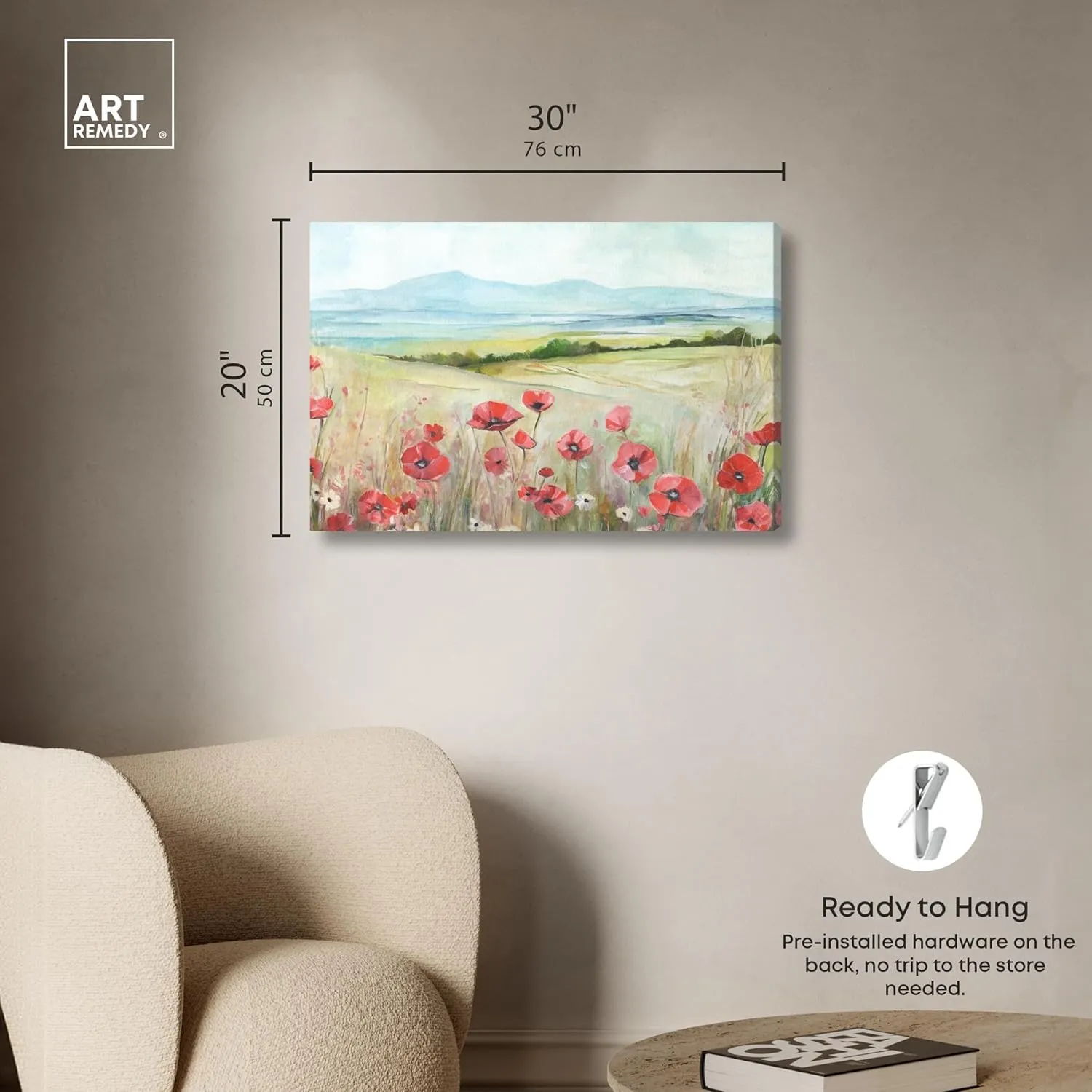 The Poppy Field Canvas Spring Color Prints, Gallery Wrapped, 30 x 20