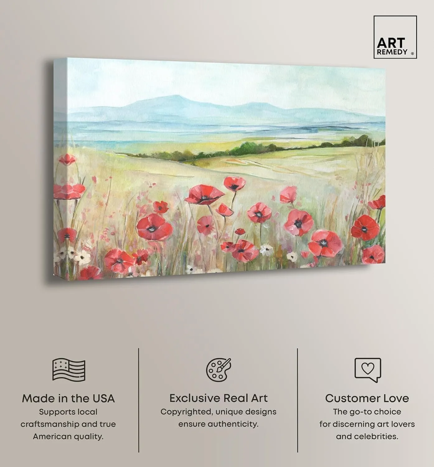 The Poppy Field Canvas Spring Color Prints, Gallery Wrapped, 30 x 20