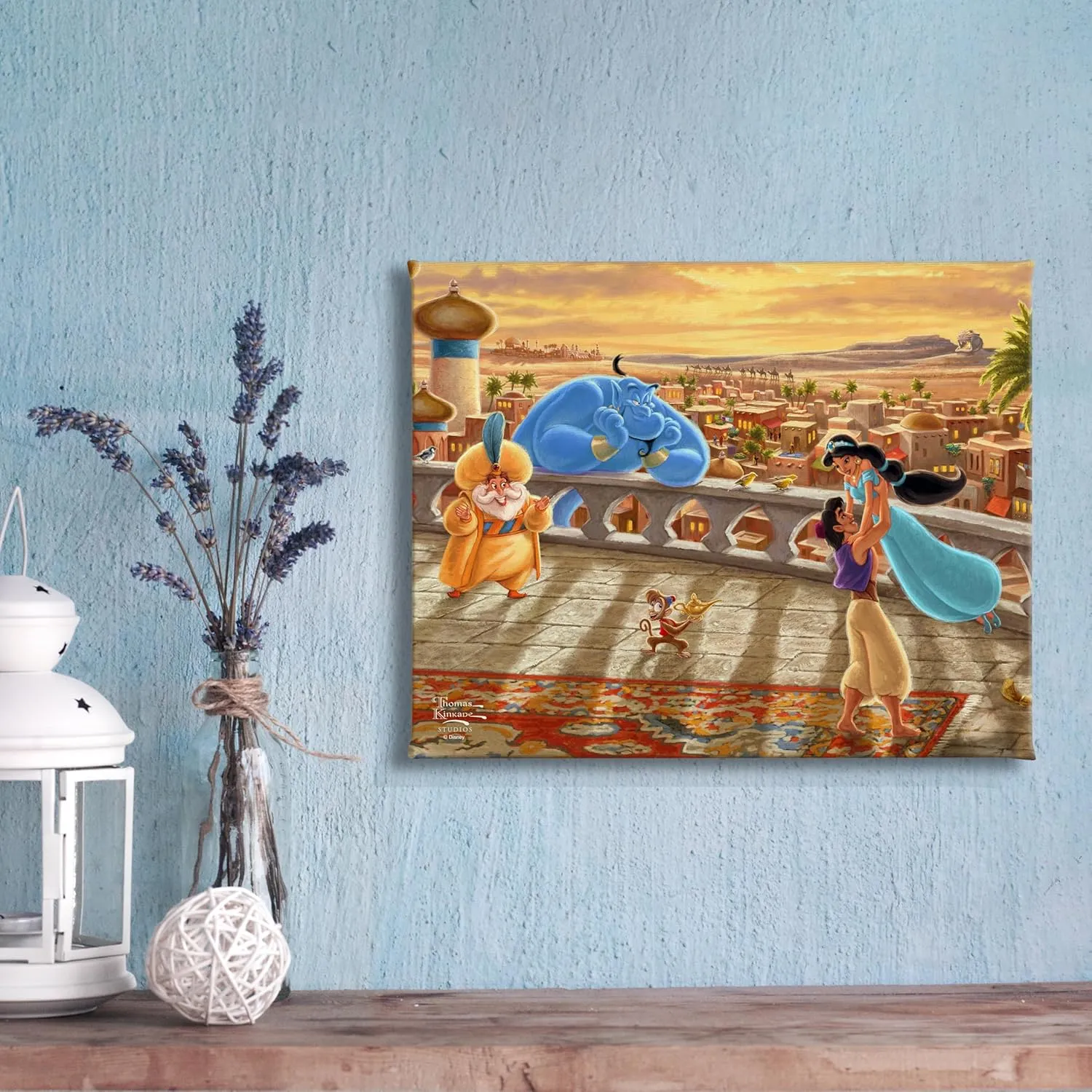 Thomas Kinkade Disney Jasmine Dancing in the Desert Sunset 8" x 10" Gallery Wrapped Canvas Art | Frameless Room Wall Art | Certificate of Authenticity Included