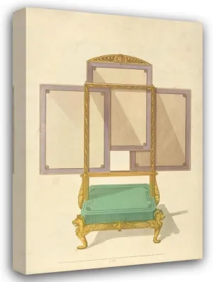 Thomas Sheraton 13x18 Gallery Wrapped Canvas Museum Art Print Titled: Foot Stool Firescreen. (1805-1806)