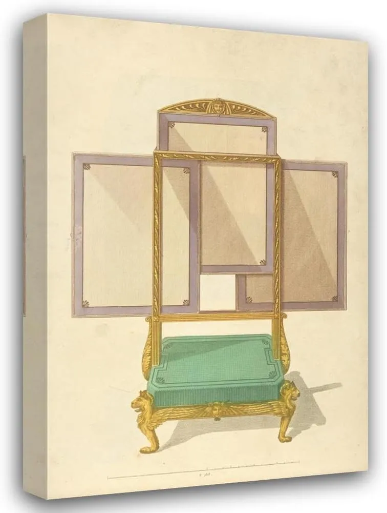 Thomas Sheraton 13x18 Gallery Wrapped Canvas Museum Art Print Titled: Foot Stool Firescreen. (1805-1806)