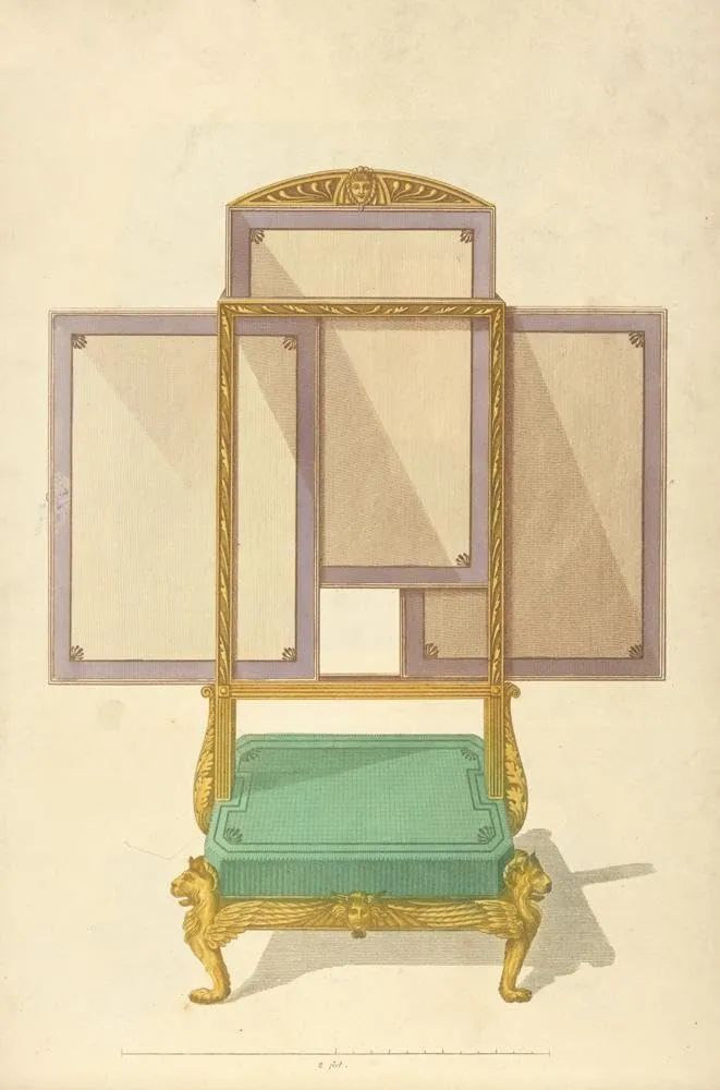 Thomas Sheraton 13x18 Gallery Wrapped Canvas Museum Art Print Titled: Foot Stool Firescreen. (1805-1806)