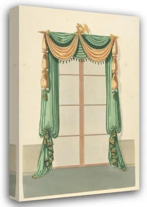 Thomas Sheraton 13x18 Gallery Wrapped Canvas Museum Art Print Titled: Green and Gold Drapery 2 (1805-1806)